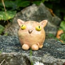 Cute grumpy ceramic ginger cat ornament