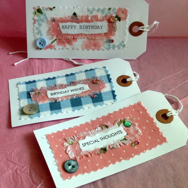 Gift Tags, Shabby Chic Style Three Pack, Handmade Message Tags