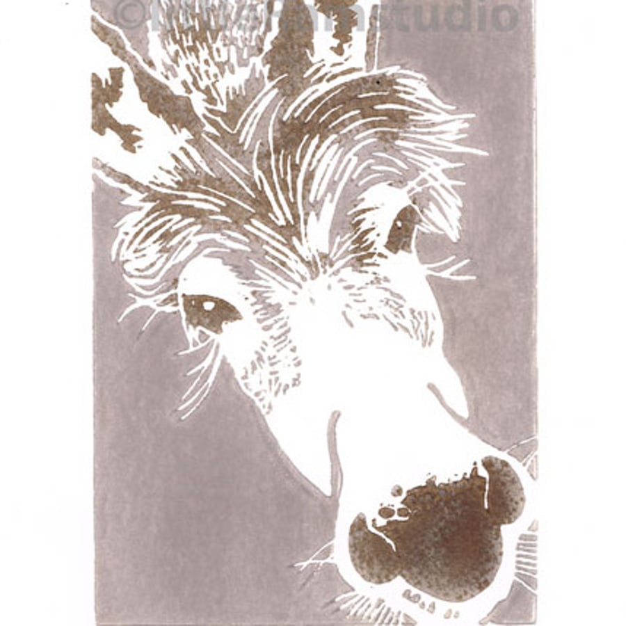 Grey Donkey - Original Hand Pulled Linocut Print