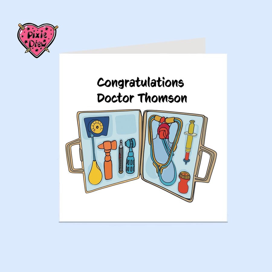 Doctor Thank You or congratulations Card, Cute Doctors Playset Illustration