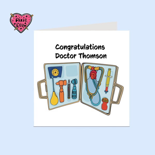 Doctor Thank You or congratulations Card, Cute Doctors Playset Illustration