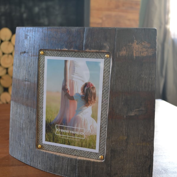 Single Reclaimed Whisky Cask Frame with Harris Tweed