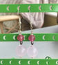 Pink and silver bead dangly earrings - Image 3