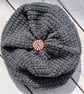 Crochet Slouch Beanie Hat (Grey) - Image 5