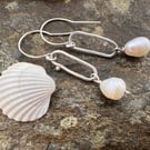  Freshwater Pearl and Silver Dangle Earrings