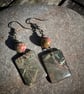 Skeletal Leaf Dangle Earrings with Unakite Stones - Image 4