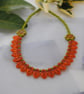 Orange leaf and chartreuse peony flower necklace - Image 3