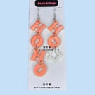 Pink Glitter HOHOHO Statement Christmas Earrings – Festive Dangle Letters – Hand