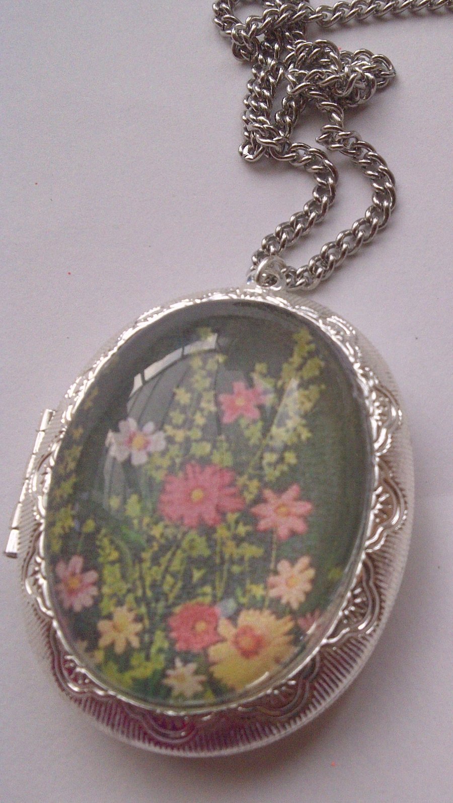 Vintage Style Locket Pill Box On A Fashionable Long Line Chain