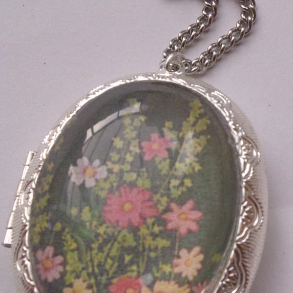 Vintage Style Locket Pill Box On A Fashionable Long Line Chain