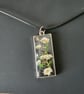 Pretty Real Dried Flower Rectangle Pendant in an Open Bezel - Image 4