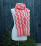 Crochet Stripey Scarf in Peach and Watermelon - Image 1