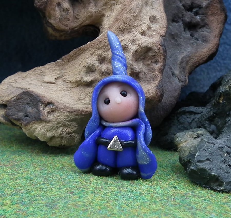 Tiny Boy Gnome 'Denny' with trousers OOAK Sculpt by Ann Galvin