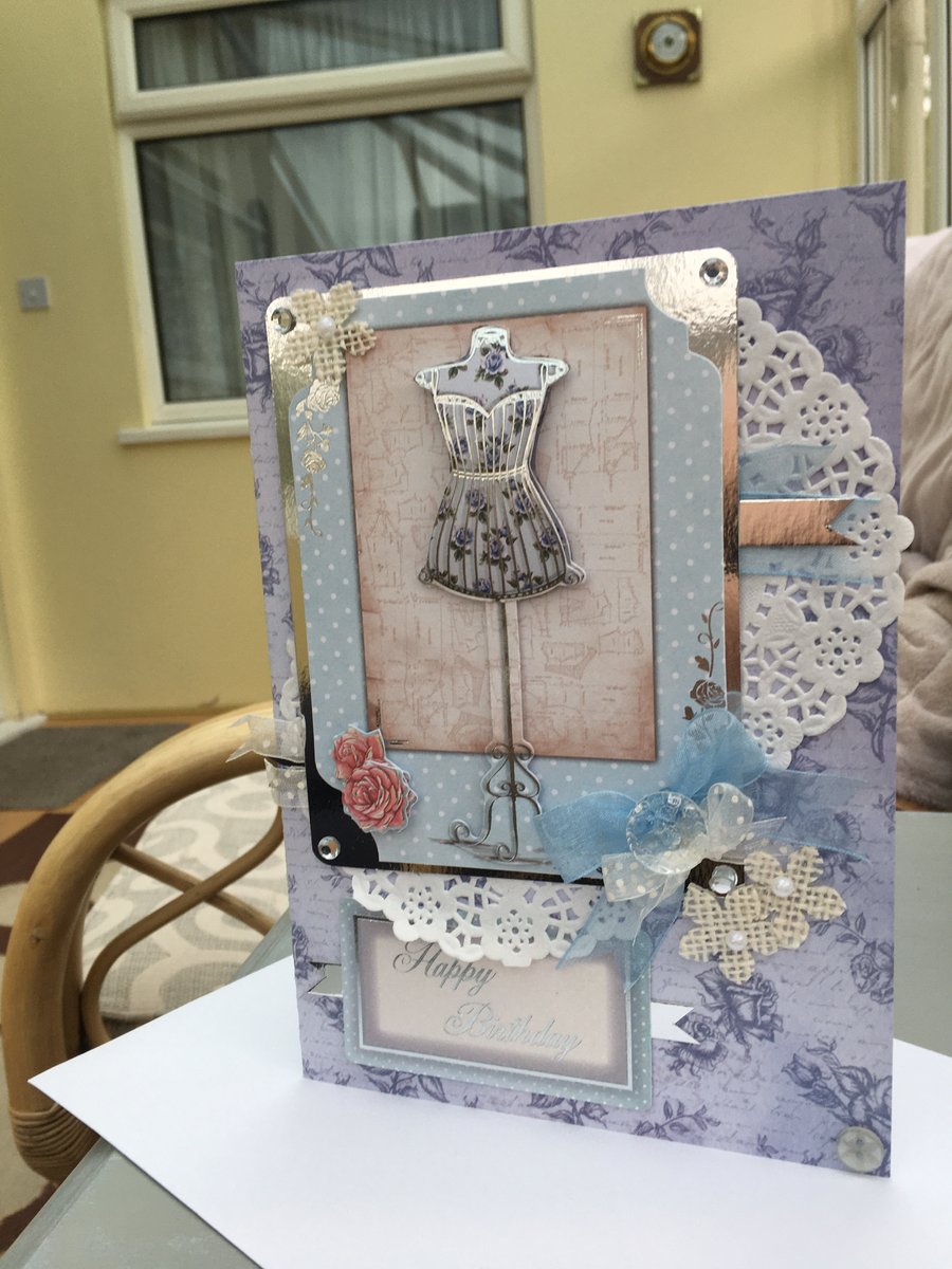 Shabby chic dressmakers mannequin birthday card