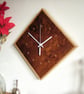 Handmade Diamond Wall Clock with burr walnut, sycamore and old ebony - Image 2