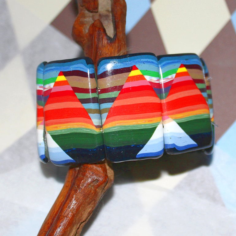 Modern Designer Bracelet - Abstract Tropical Mountains ! - Artisan Jewellery