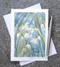 Snowdrops. Handpainted Watercolour. Blank Card. Snow