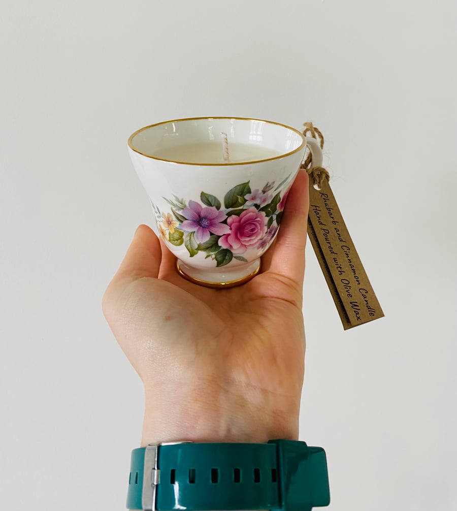 Rhubarb and Cinnamon Tea Cup Candle