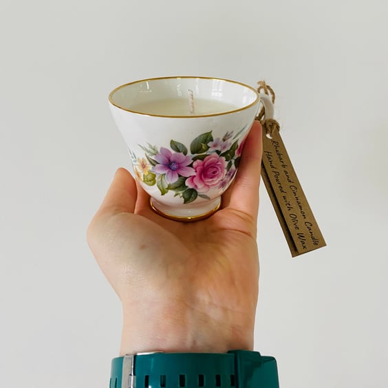 Rhubarb and Cinnamon Tea Cup Candle