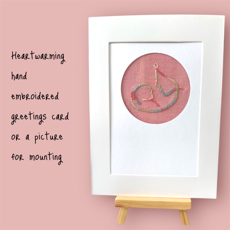 Baby congratulations greeting cards, Hand embroidered,mum and baby girl picture 