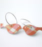 Bird earrings in orange checks