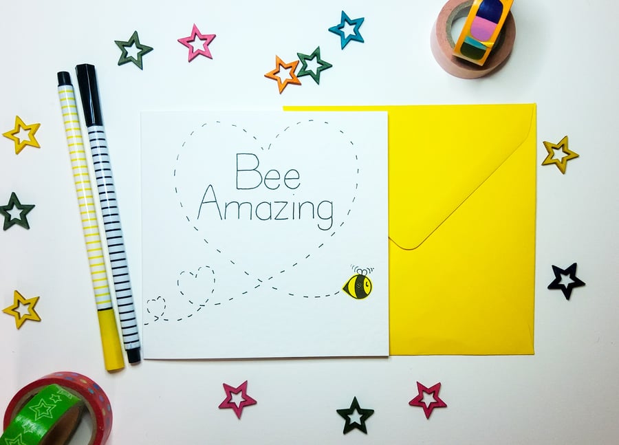 BEE AMAZING congratulations card - Inspirational - New Job - New Start - Exams 