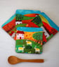 Red and Green Landscape Coasters with Art Prints - Image 2