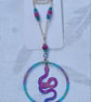 Large Serpent Pendant Necklace - pinks blues - Image 2