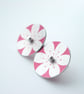 Flower studs in red and silver - Image 3