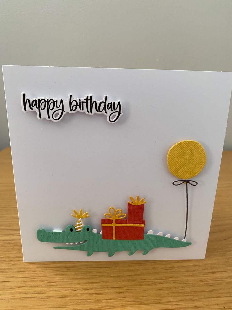 Handmade Crocodile Birthday Card  Party Time