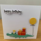Handmade Crocodile Birthday Card  Party Time