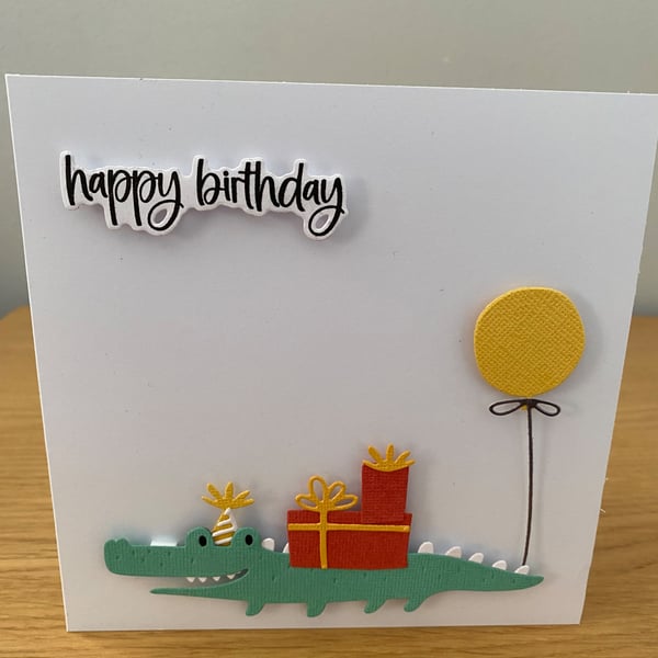 Handmade Crocodile Birthday Card  Party Time