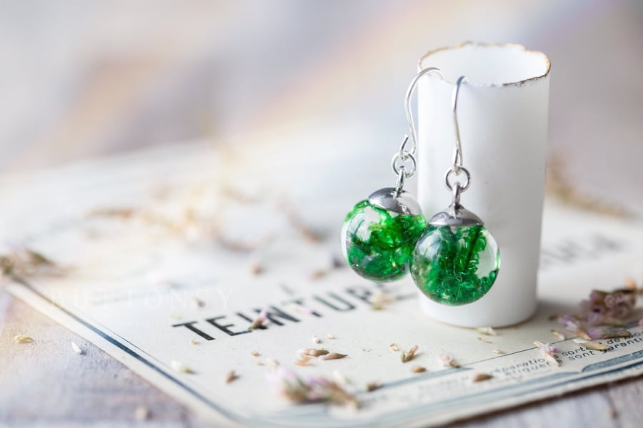 Emerald Green Moss Earrings