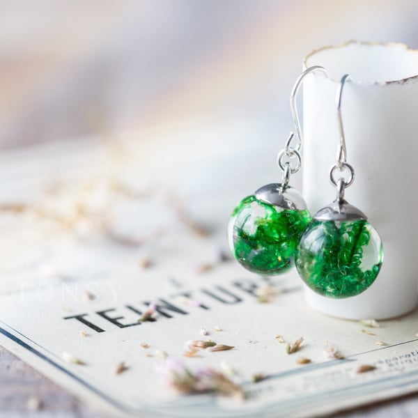 Emerald Green Moss Earrings