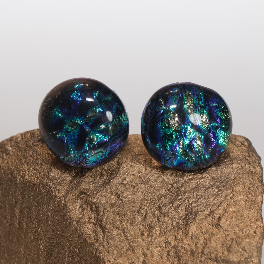 Blue & Silver Glass Earrings & Bobby Pin - A matching set - 2032-4028