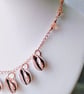 Rosegold Cowrie Shell & Rose Pink Crystal Chain Necklace 16 Inch - Image 5