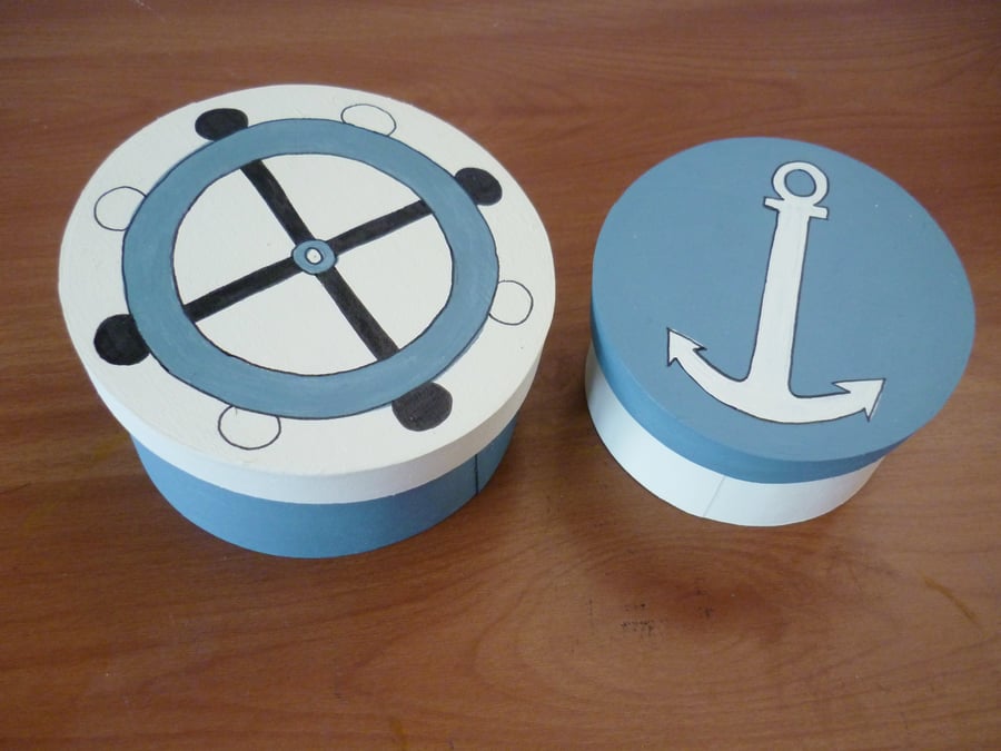 Free Postage - Nautical Boxes - Pair