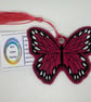 Butterfly Embroidered Bookmark, full pink - Image 1