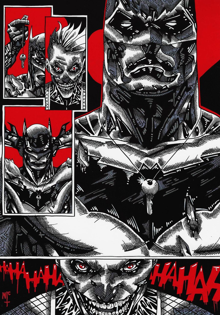BATMAN COMIC PANEL INKS A4