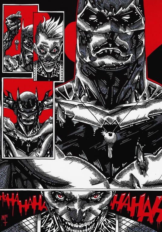 BATMAN COMIC PANEL INKS A4