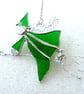 Green Witch on Broomstick Suncatcher Stained Glass 097