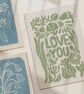 Set of 3 Handmade Floral Cards - Lino Print Greeting Card Bundle - Image 2