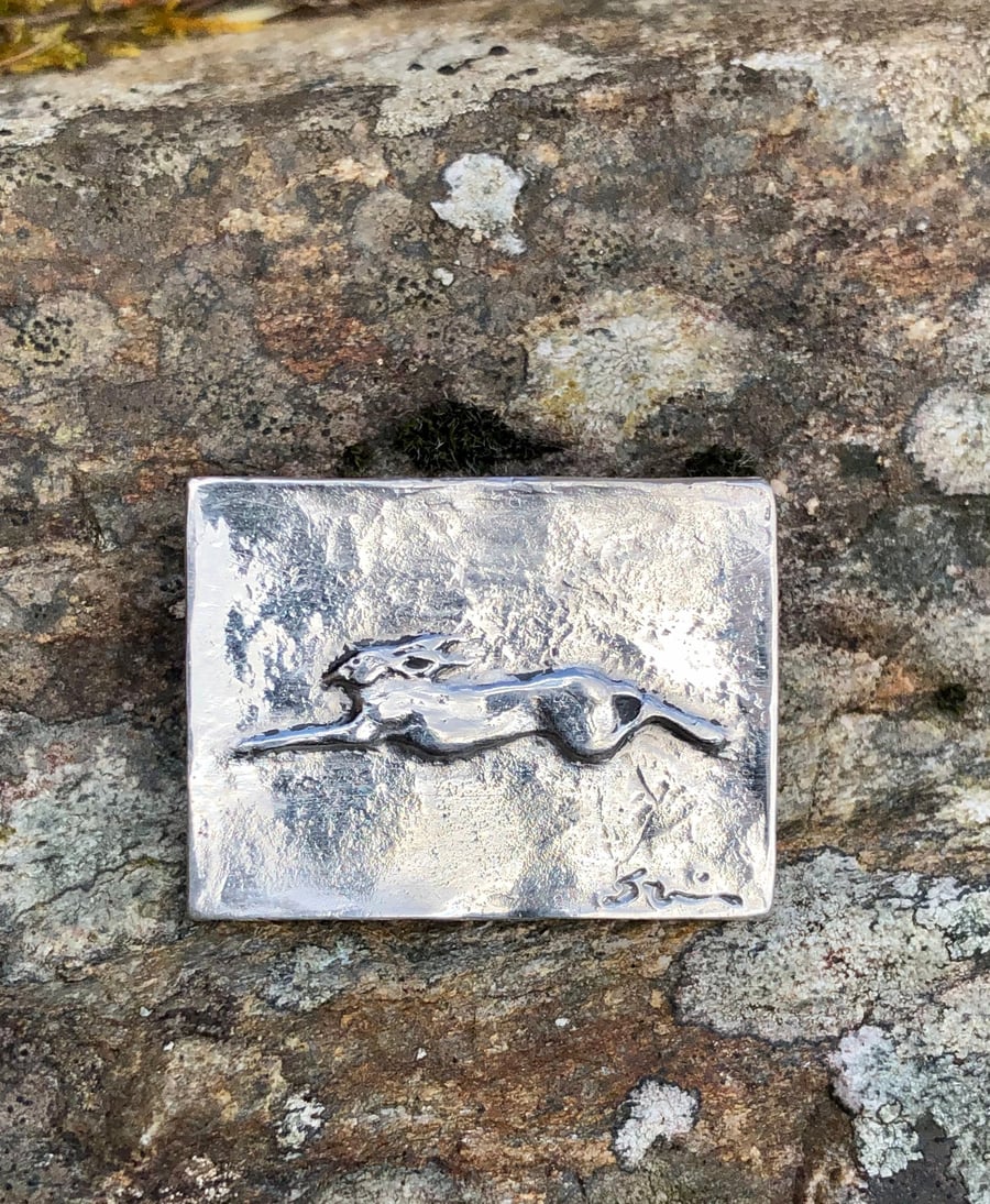 Hare brooch in pewter