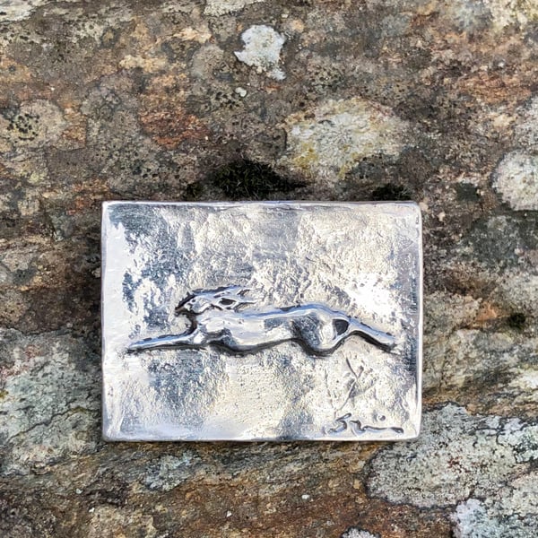 Hare brooch in pewter