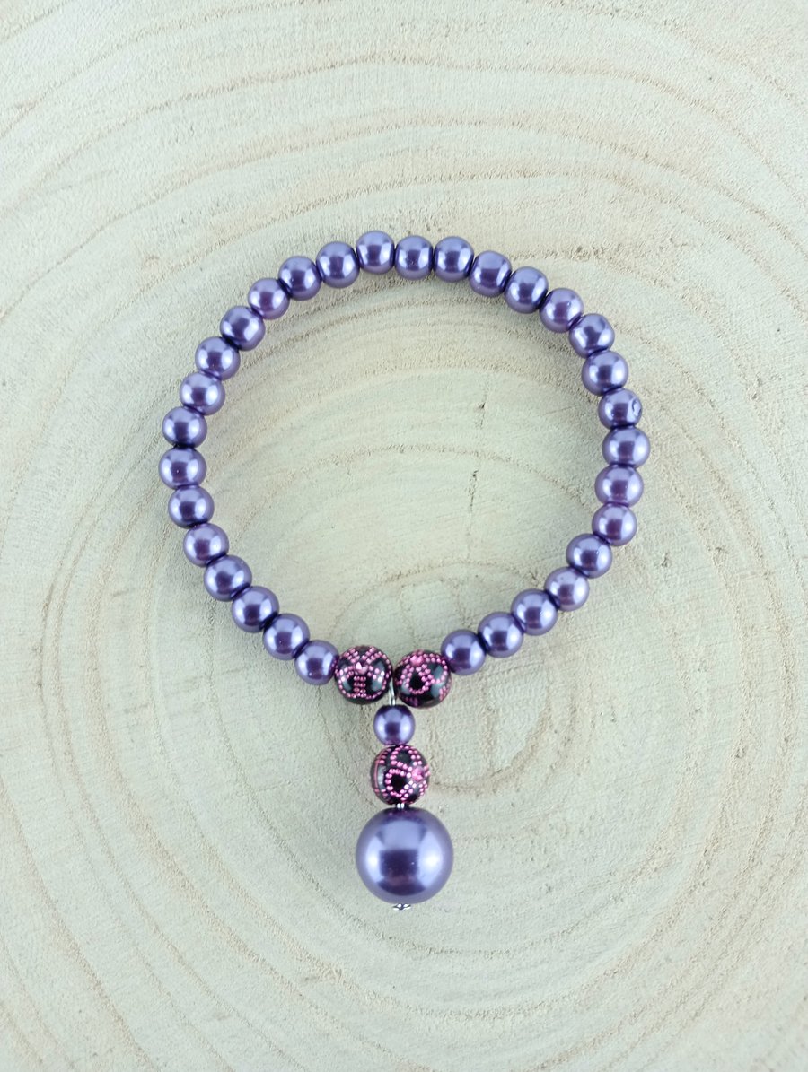 Purple Bracelet - Scrumptious expandable purple drop bead bracelet