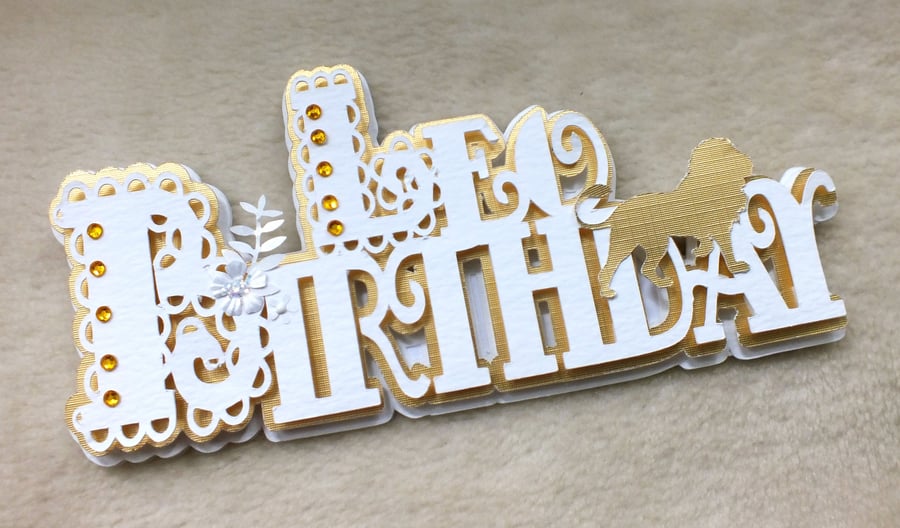 Luxury Handmade Zodiac Leo Birthday Word Card