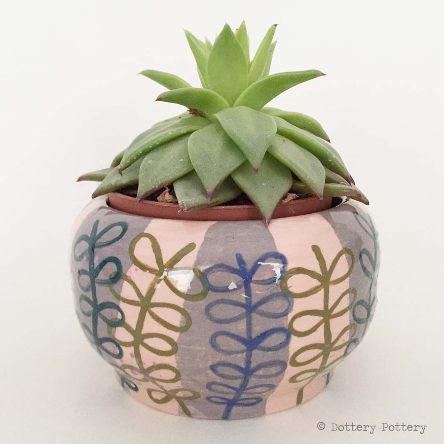 30% OFF Handthrown ceramic pot bold leaf design pottery bowl studio pottery