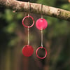  Mismatched Red Copper Circles Earrings