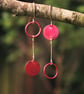  Mismatched Red Copper Circles Earrings