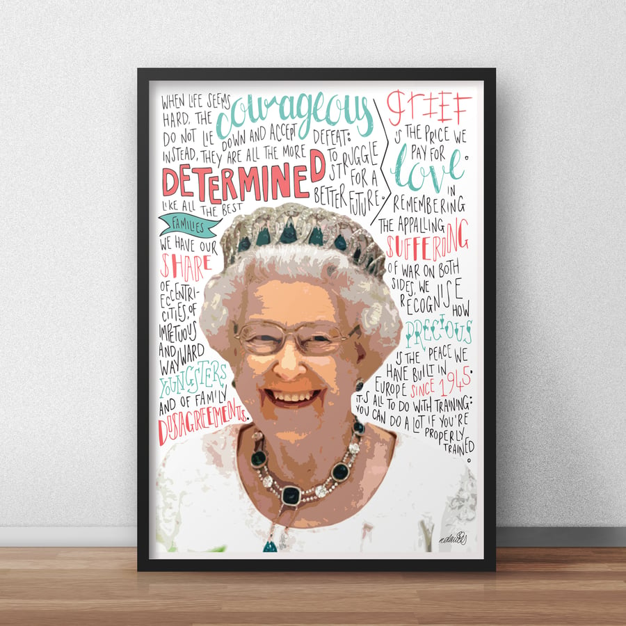 Queen Elizabeth the Second INSPIRED Poster, Print with Inspirational Quotes